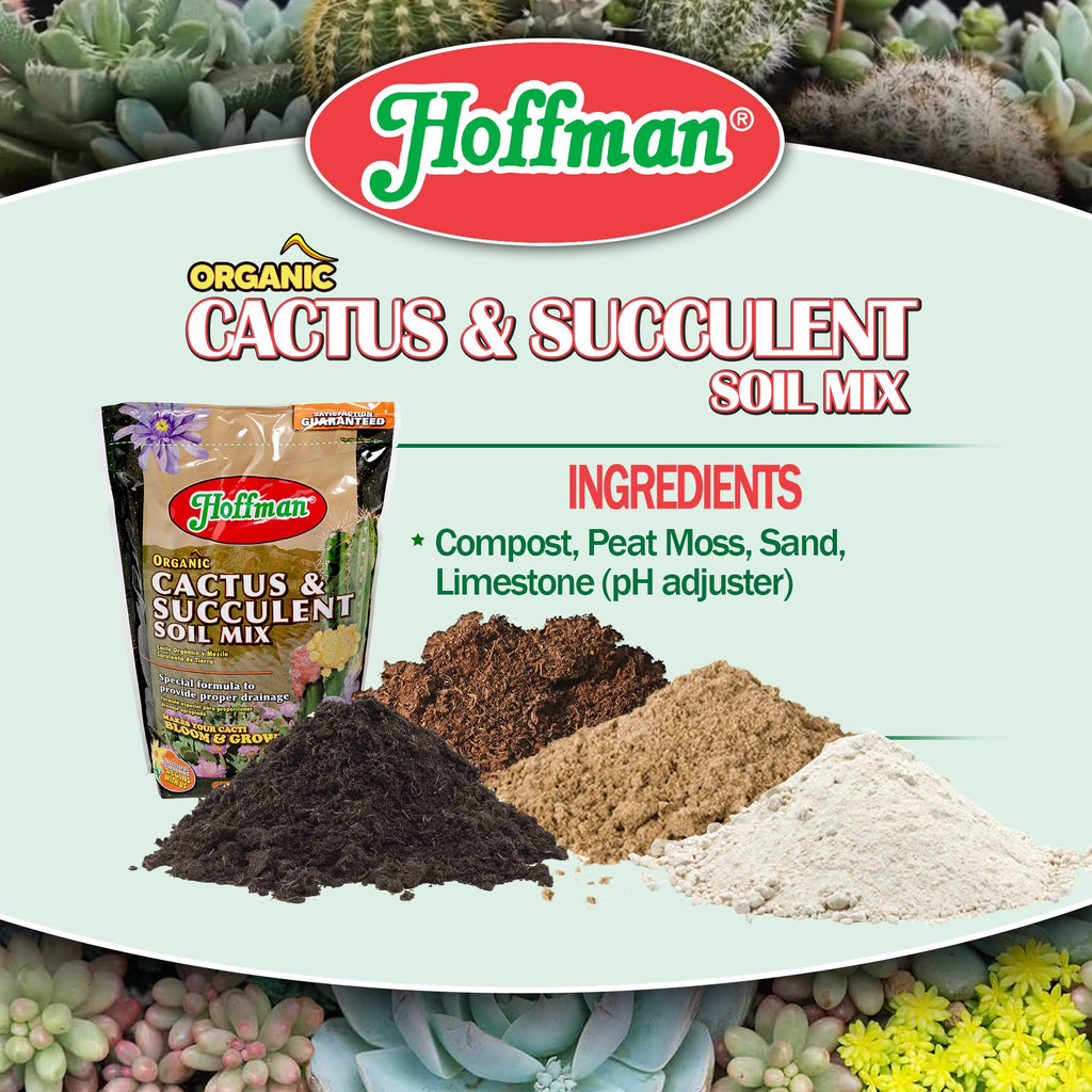 Hoffman Organic Cactus and Succulent Soil Mix to Provide Proper Drainage and Improve Growth in Cacti, 4 Quarts