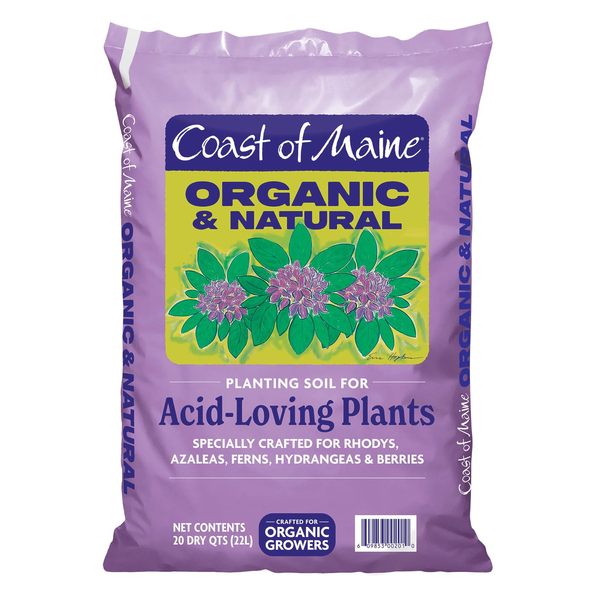Coast of Maine Organic & Natural Planting Soil for Acid Loving Plants Azalea, Rhododendron & Berries - Premium Planting Soil w/Composted Manure, Sphagnum Peat Moss - Low pH, Enhanced Drainage