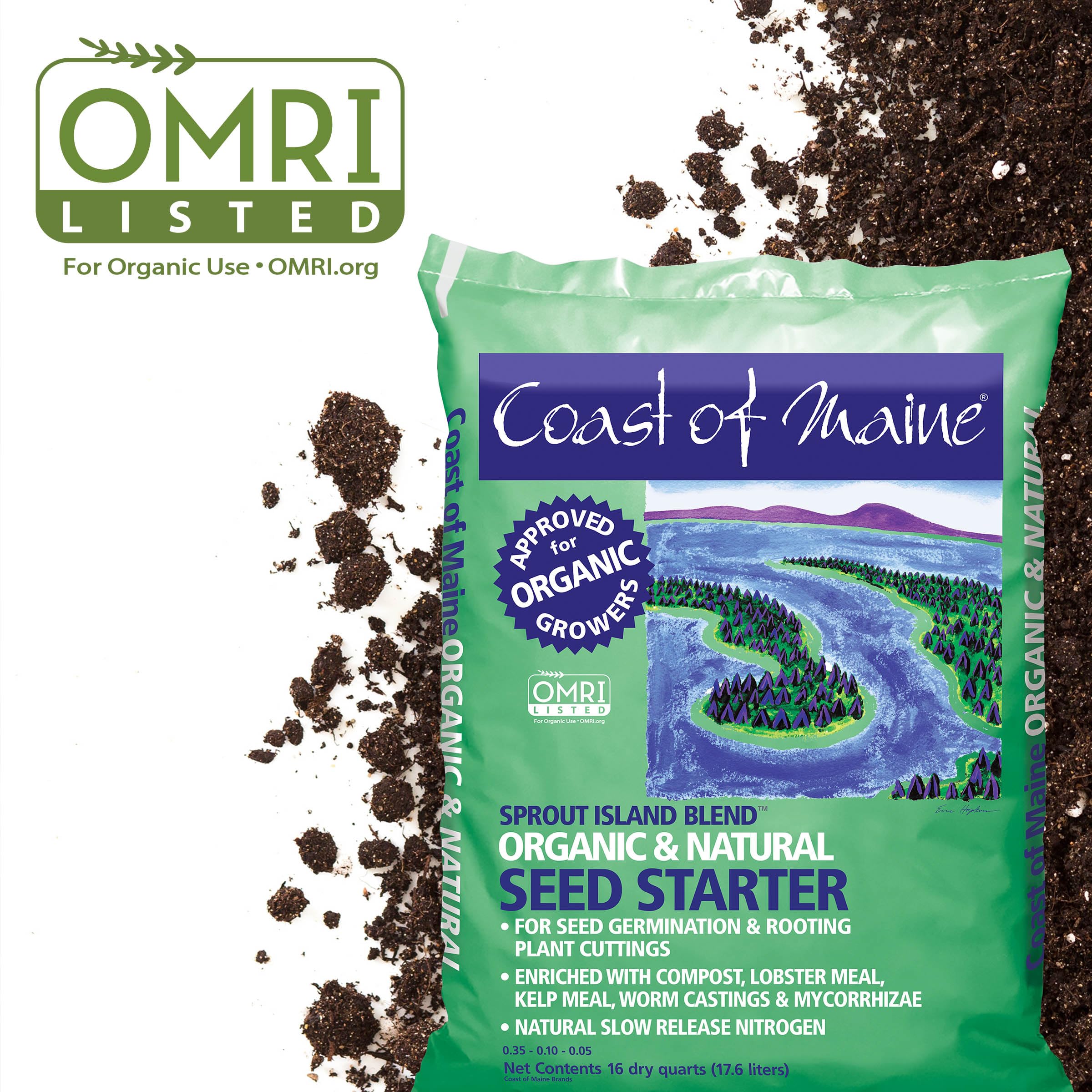 Coast of Maine, 16qt (Pack of 10) Sprout Island Blend, Organic & Natural Seed Starter for Seed Germination & Root Plant Cuttings