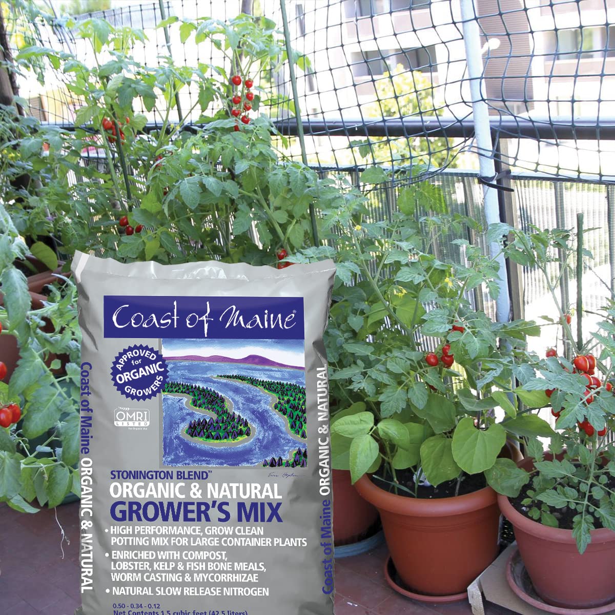 Coast of Maine Stonington Blend, 1.5 cu ft (Pack of 8) Organic and Natural Grower?s Mix for Large Container Plants