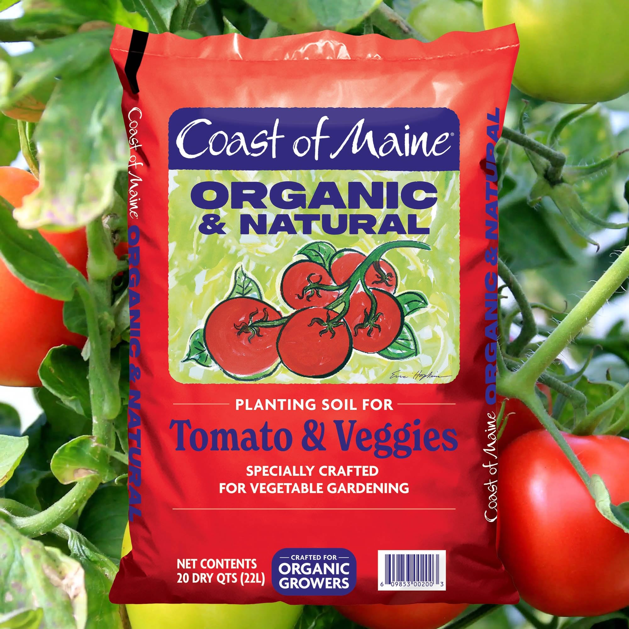 Coast of Maine Organic & Natural Planting Soil for Vegetables & Tomatoes - Premium Planting Soil w/Composted Manure, Sphagnum Peat Moss for Multi Use Ground & Containers - Enhanced Drainag