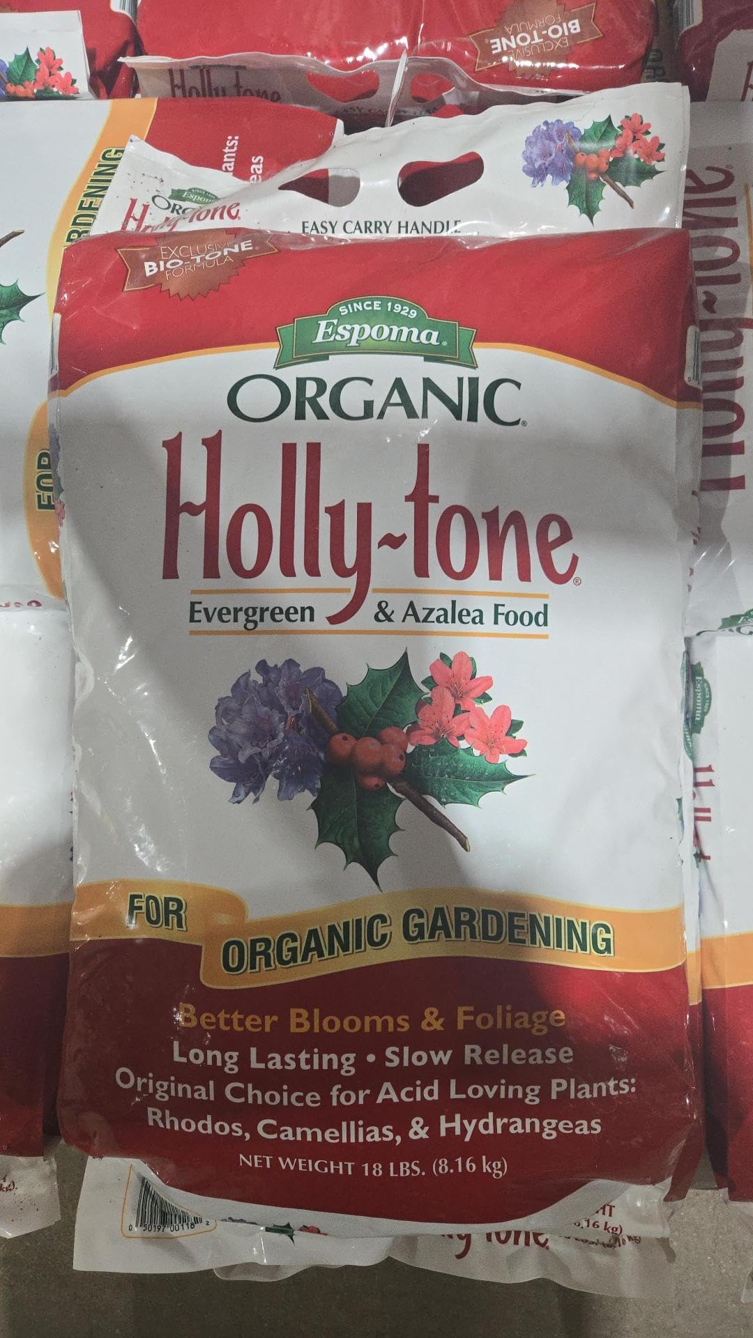 Espoma Organic Holly-Tone 4-3-4 Natural & Organic Evergreen & Azalea Plant Food; 4 lb. Bag; The Original & Best Fertilizer for All Acid Loving Plants Including Rhododendrons & Hydrangeas. Pack of 3