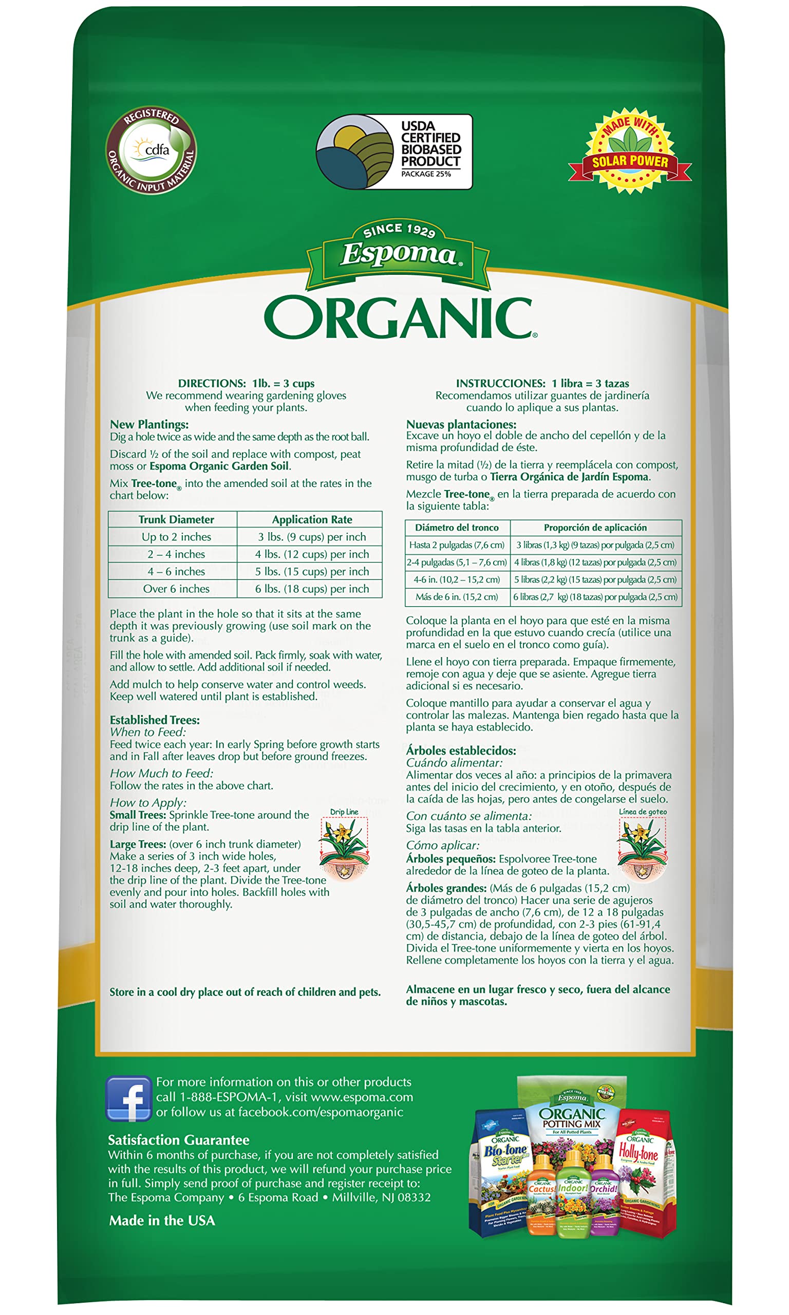 Espoma Organic Tree-Tone 6-3-2 Natural & Organic Fertilizer and Plant Food; 4 lb. Bag; Fertilizer for All Shade, Fruit, & Ornamental TreesTrees. 4 lb. Bag