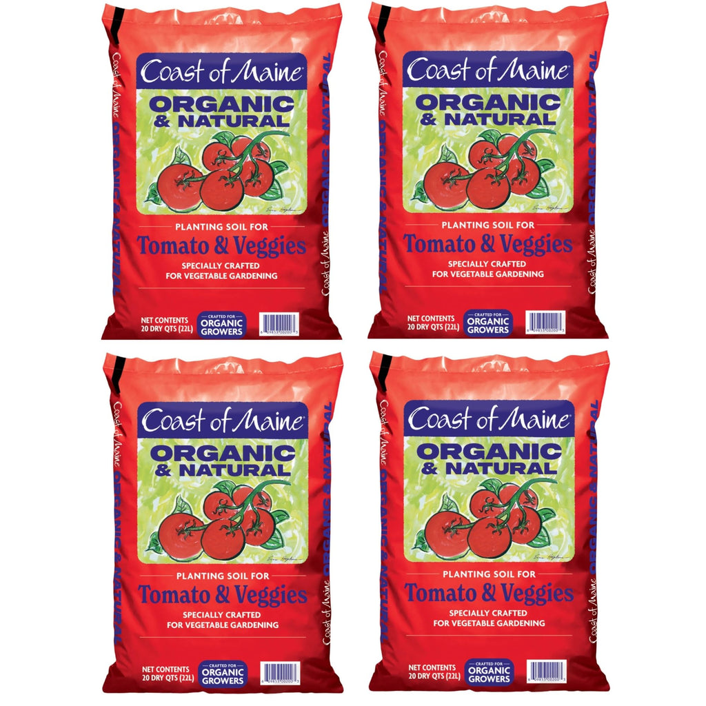 Coast of Maine Organic & Natural Planting Soil for Vegetables & Tomatoes - Premium Planting Soil w/ Composted Manure, Sphagnum Peat Moss for Multi Use Ground & Containers - Enhanced Drainage (20 Qt)