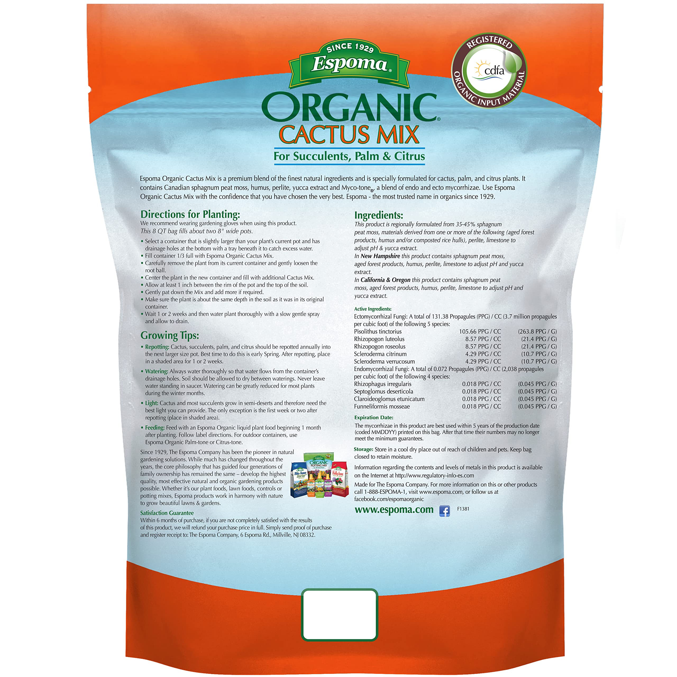 Espoma Organic Cactus Potting Soil Mix, Natural & Organic Soil for Cactus, Succulent, Palm, and Citrus grown in containers both indoors and outdoors, 4 qt, Case of 12