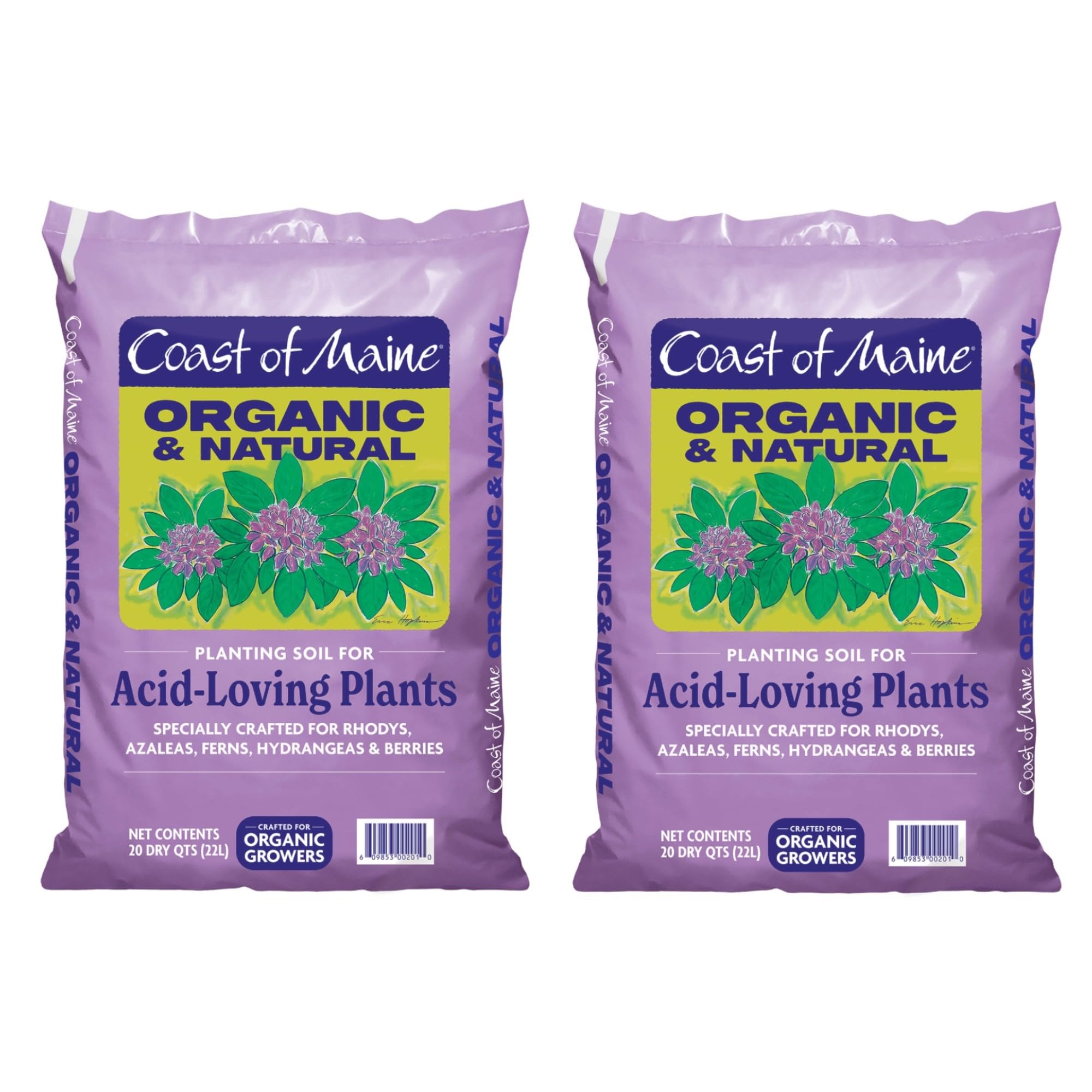 Coast of Maine Organic & Natural Planting Soil for Acid Loving Plants Azalea, Rhododendron & Berries - Premium Planting Soil w/Composted Manure, Sphagnum Peat Moss - Low pH, Enhanced Drainage