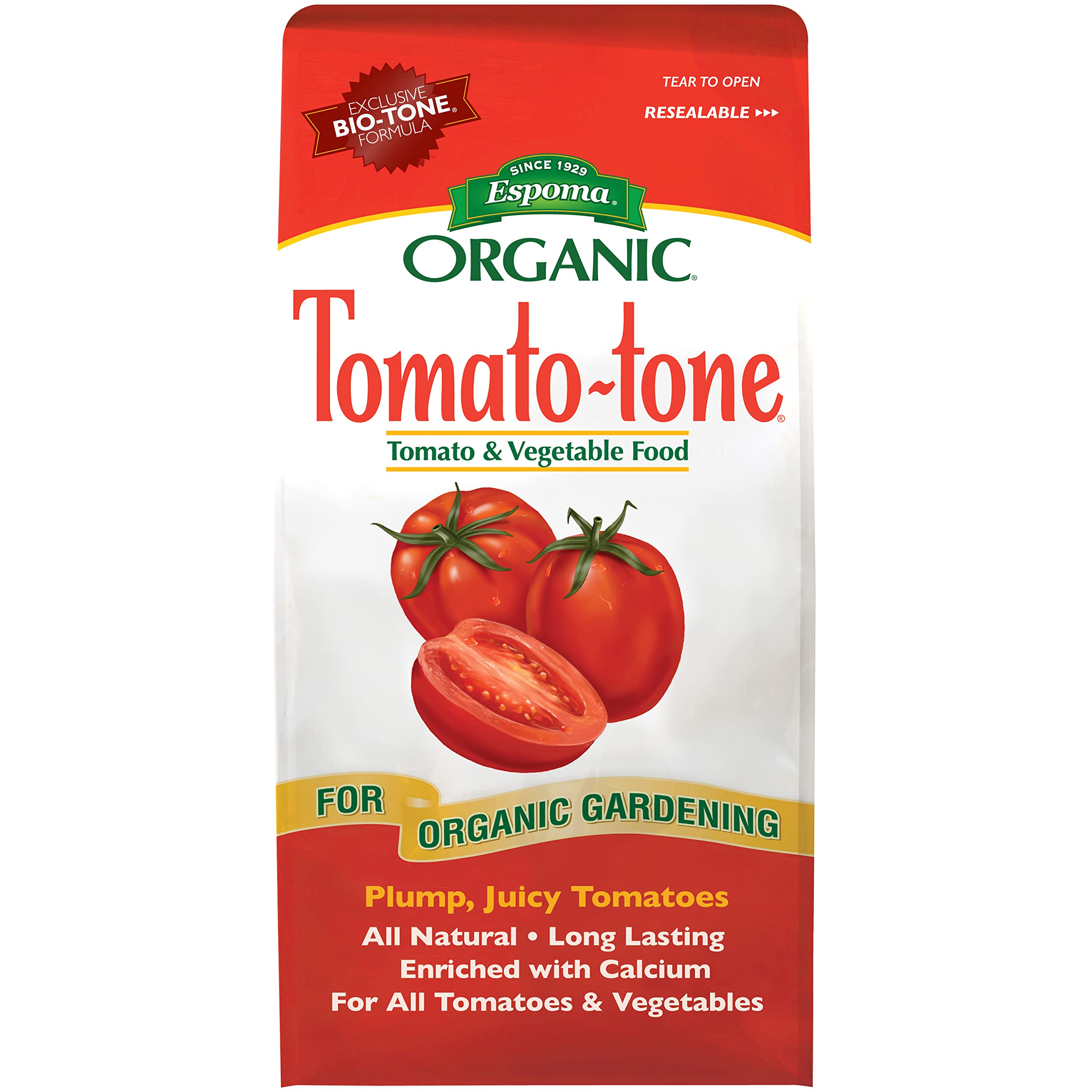 Espoma Organic Tomato-Tone 3-4-6 with 8% Calcium. Organic Fertilizer for All Types of Tomatoes and Vegetables. Promotes Flower and Fruit Production. 8 lb. Bag