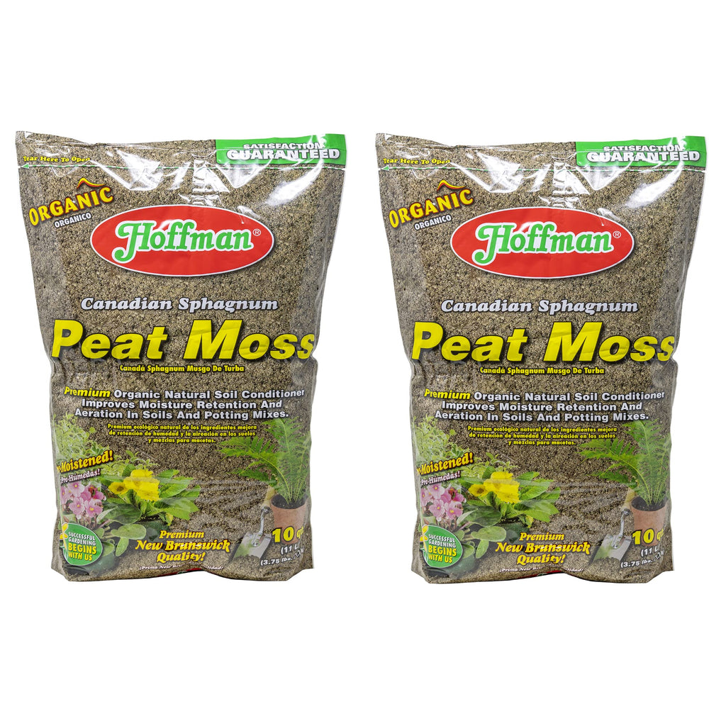 Hoffman Canadian Sphagnum Peat Moss Soil Conditioner to Improve Moisture Retention and Aeration, 10qt Bag, Pack of 2