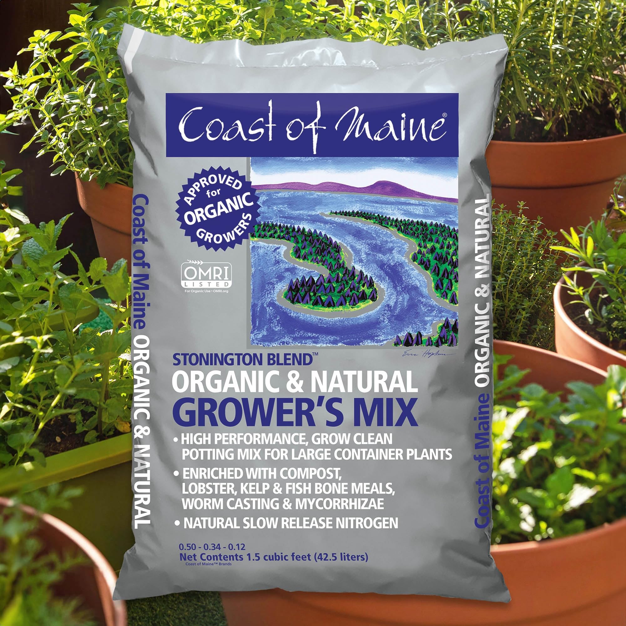 Coast of Maine Stonington Blend, 1.5 cu ft (Pack of 8) Organic and Natural Grower?s Mix for Large Container Plants