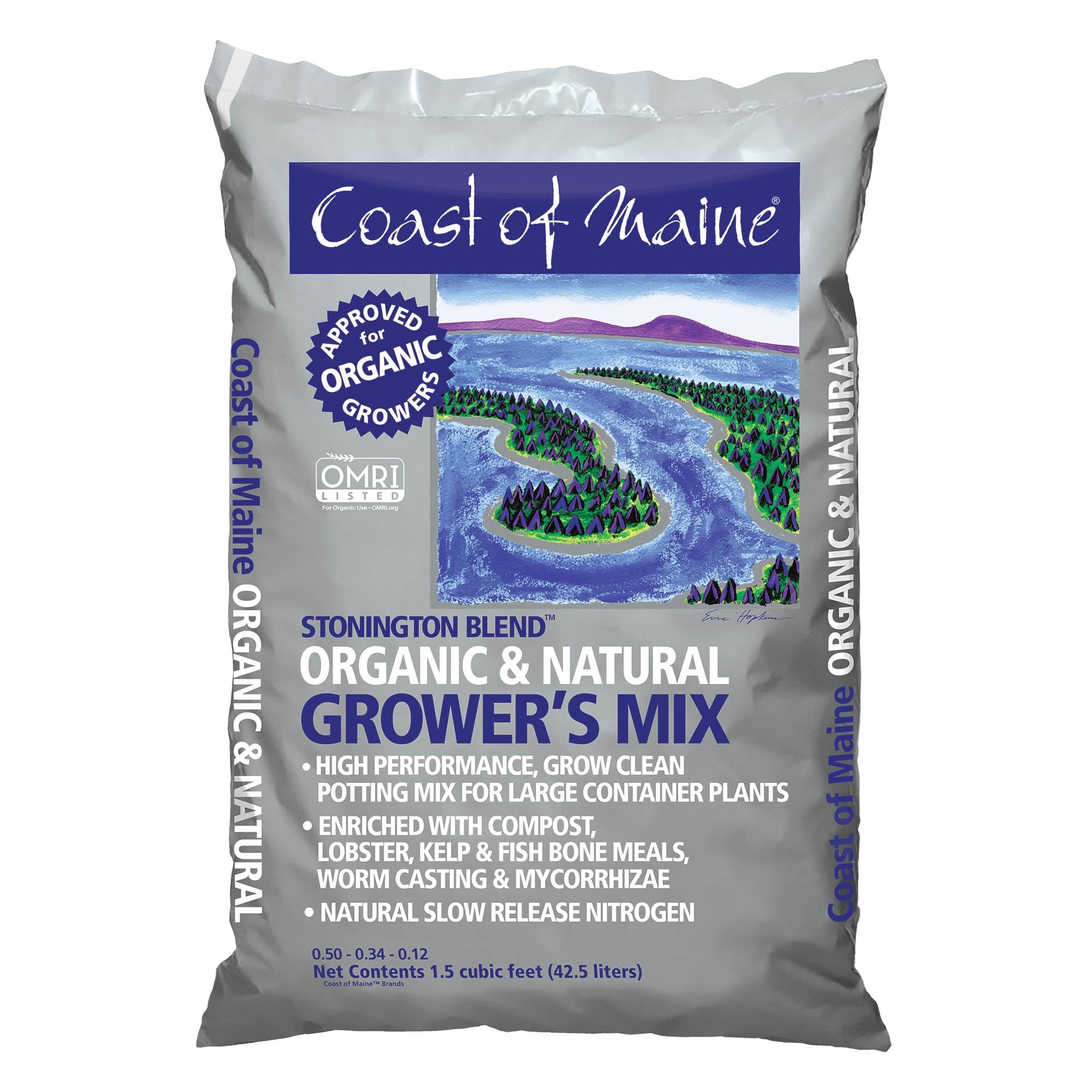 Coast of Maine Stonington Blend, 1.5 cu ft (Pack of 8) Organic and Natural Grower?s Mix for Large Container Plants