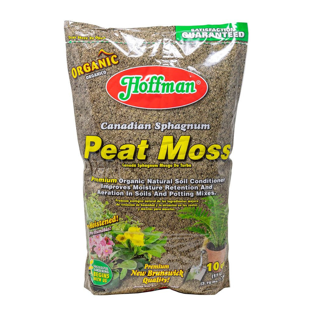 Hoffman Canadian Sphagnum Peat Moss Soil Conditioner to Improve Moisture Retention and Aeration, 10qt Bag