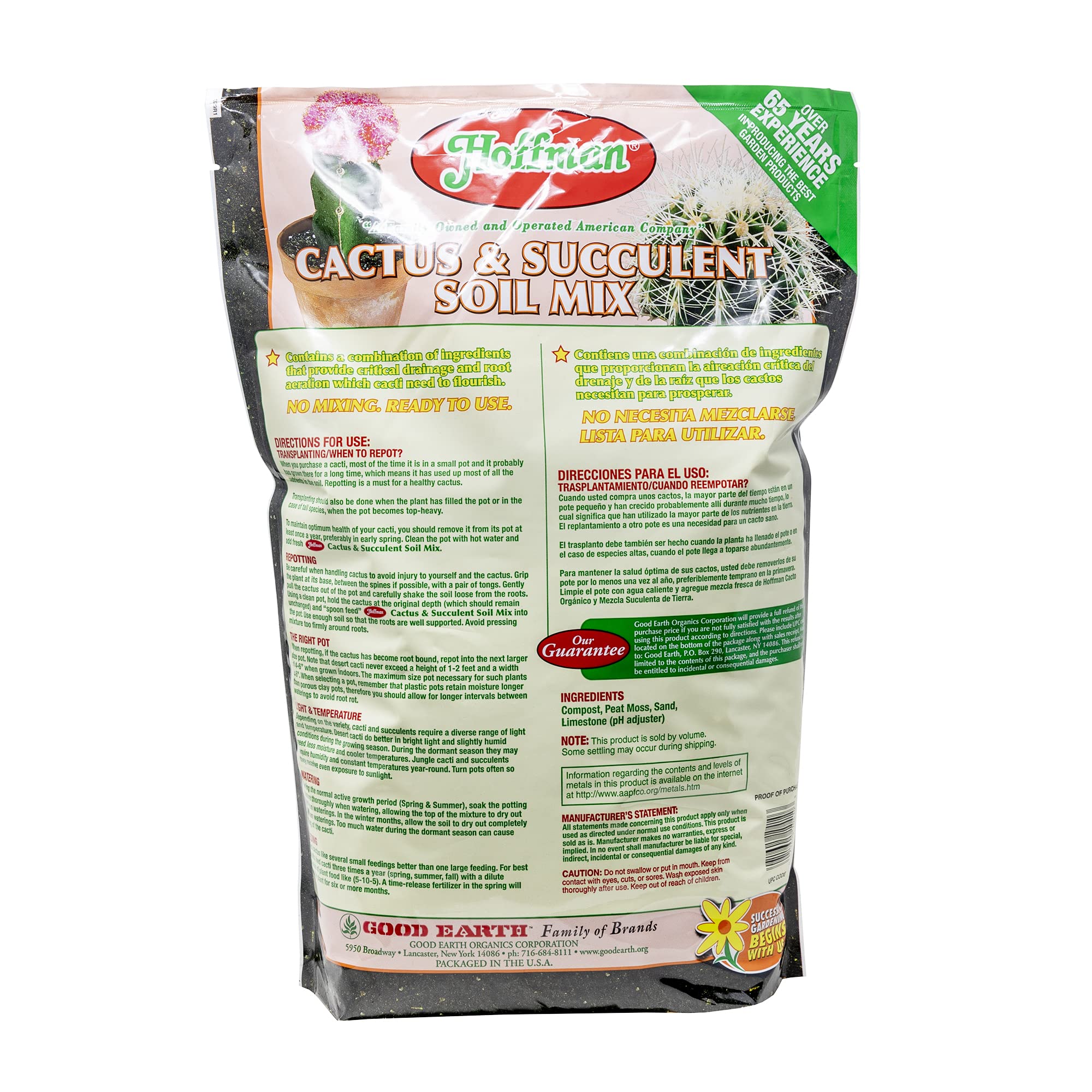 Hoffman 10410 Organic Cactus and Succulent Soil Mix, 10 Quarts