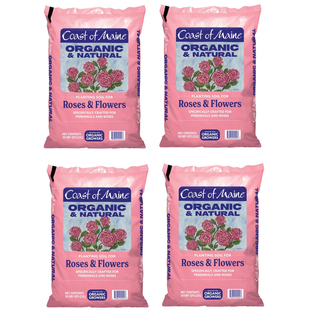 Coast of Maine Organic & Natural Planting Soil for Roses & Flowers - Premium Garden Soil w/Composted Manure, Sphagnum Peat Moss for Multi Use In Ground & Containers - Enhanced Drainage (20 Qt)