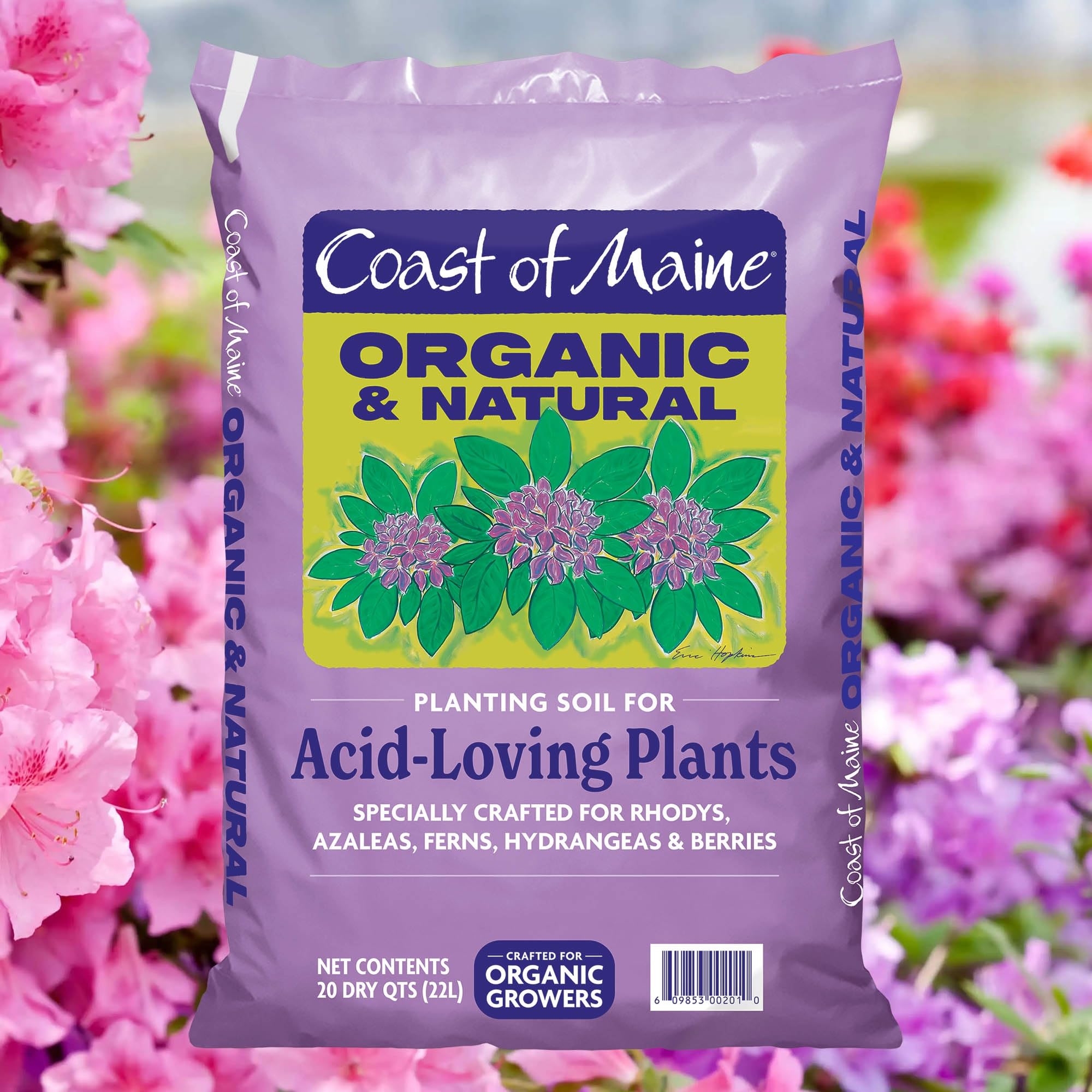 Coast of Maine Organic & Natural Planting Soil for Acid Loving Plants Azalea, Rhododendron & Berries - Premium Planting Soil w/Composted Manure, Sphagnum Peat Moss - Low pH, Enhanced Drainage