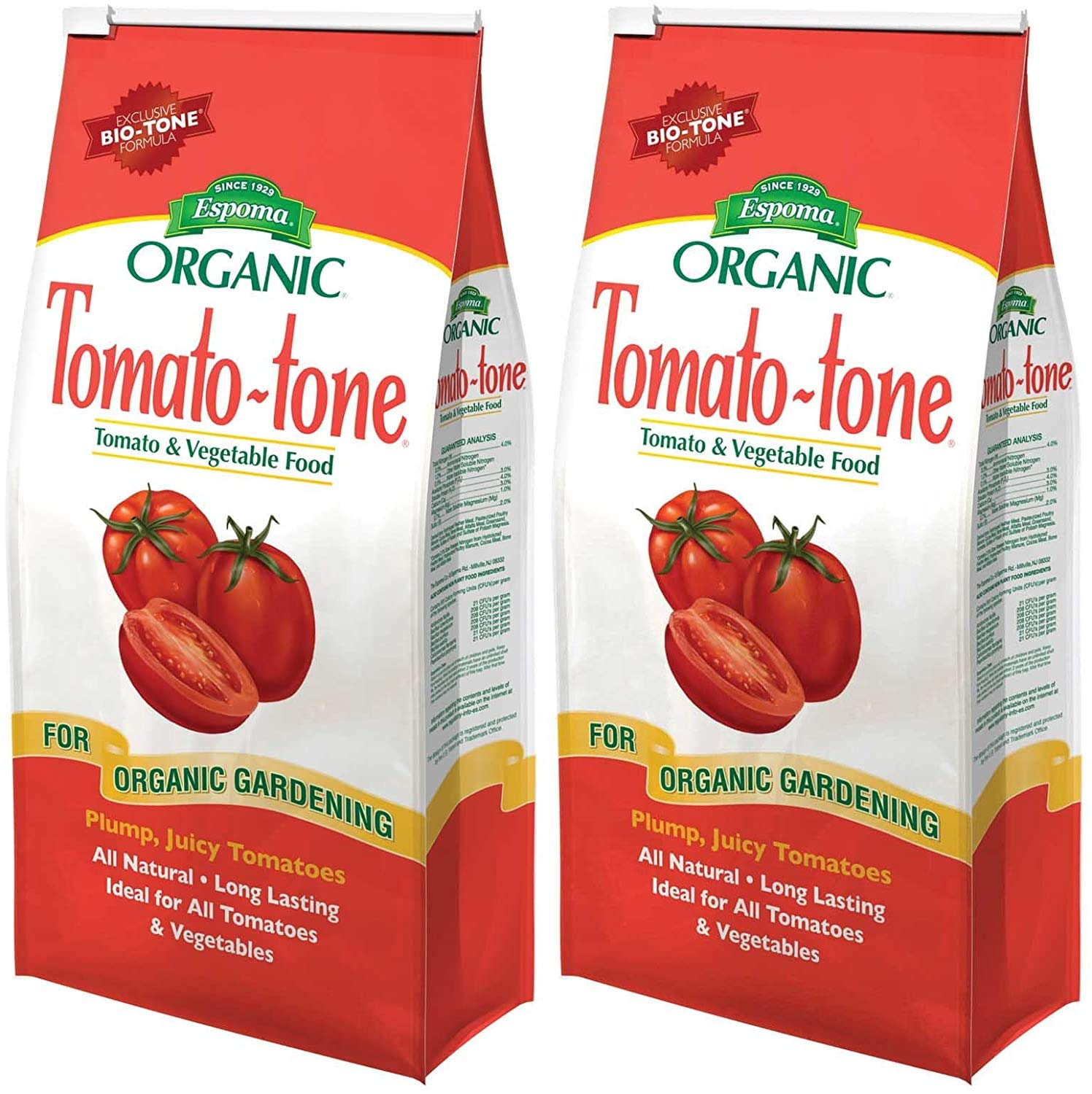 Espoma Tomato-Tone Organic Fertilizer - 2 Pack, 4 lb. Bag Each, Perfect for Tomatoes, Prevents Blossom End Rot, Complete Balanced Feeding