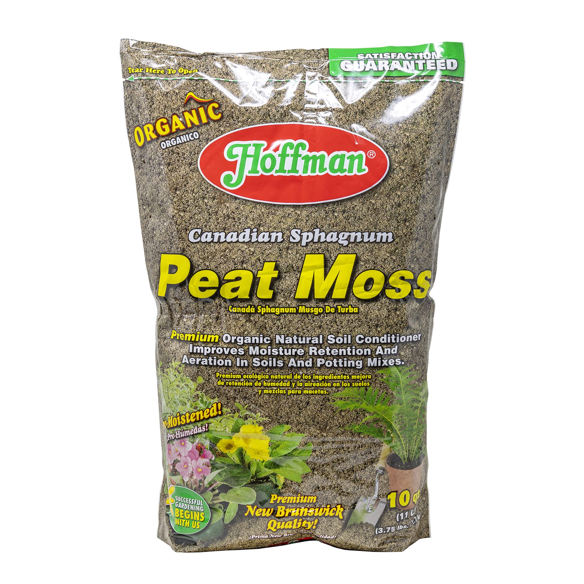 Hoffman Canadian Sphagnum Peat Moss Soil Conditioner to Improve Moisture Retention and Aeration, 10qt Bag