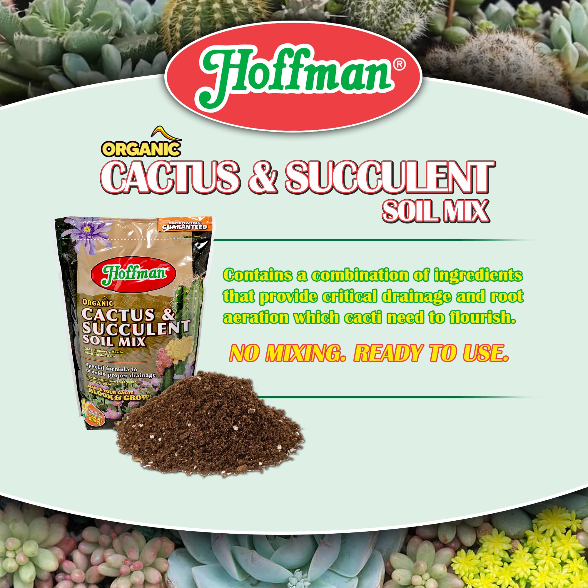 Hoffman 10404 Organic Cactus and Succulent Soil Mix, 4 Quarts