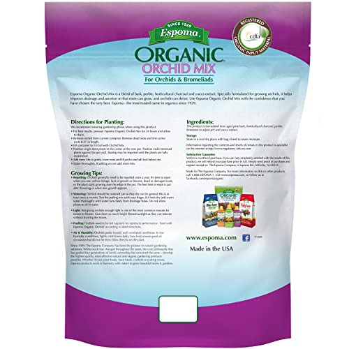 Espoma Organic Orchid Mix 4-Quart Bag. for All Orchids and Bromeliads. Ideal for Phalaenopsis, Dendrobium, and Other Types of Orchids. for Organic Gardening - 4 Pack
