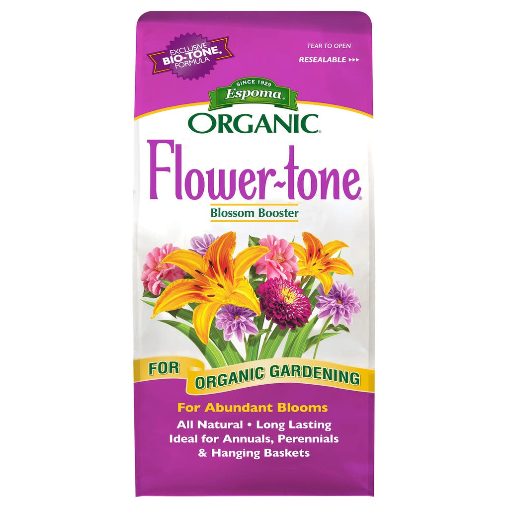 Espoma Organic Flower-Tone 3-4-5 Natural & Organic Plant Food; 4 lb. Bag; Organic Fertilizer for Flowers, Annuals, Perennials & Hanging Baskets. Blossom Booster. 2 Pack