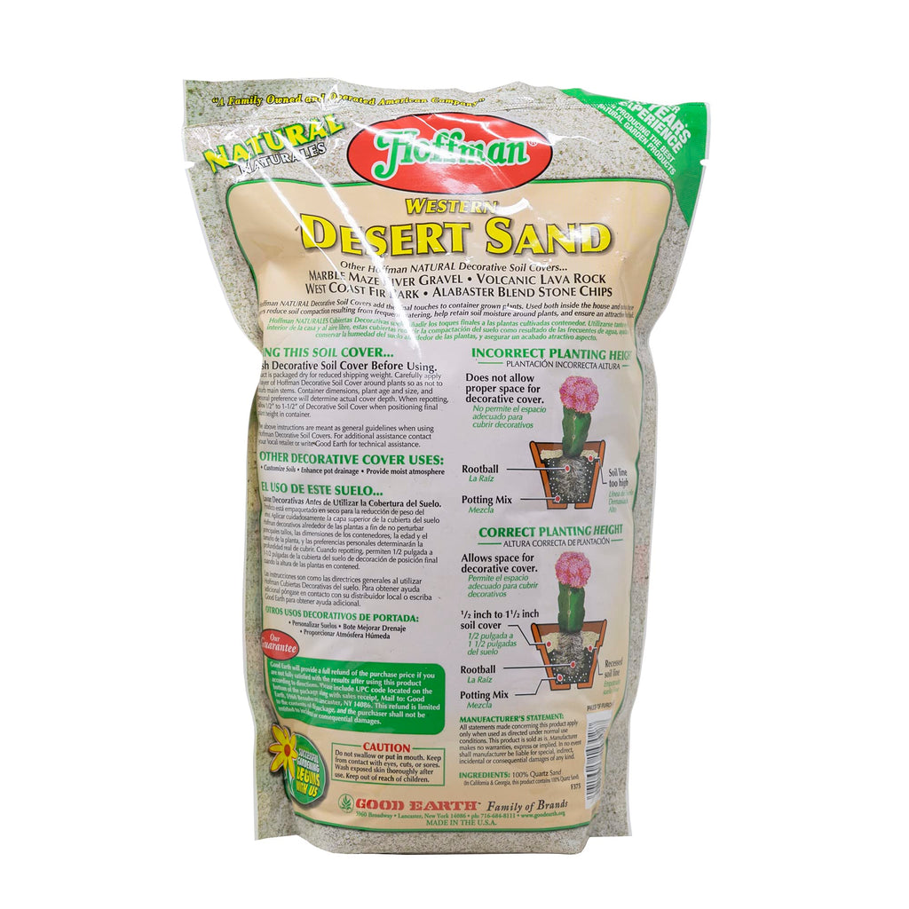 Hoffman Western Desert Sand Decorative Soil Cover for Potted or Bedded Plants, 2 Dry Quarts, 2 Pack