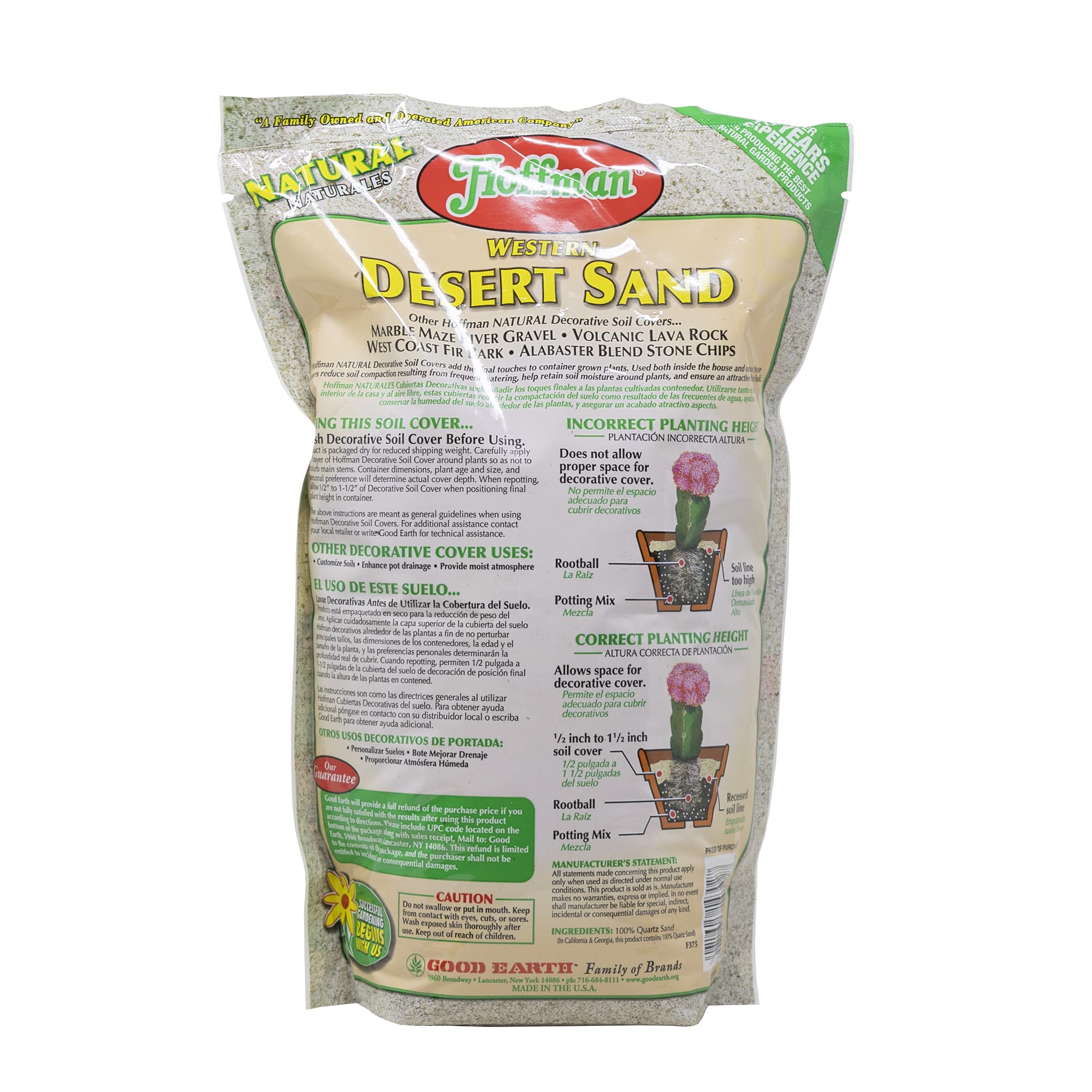 Hoffman Western Desert Sand Decorative Soil Cover for Potted or Bedded Plants, 2 Dry Quarts, 2 Pack