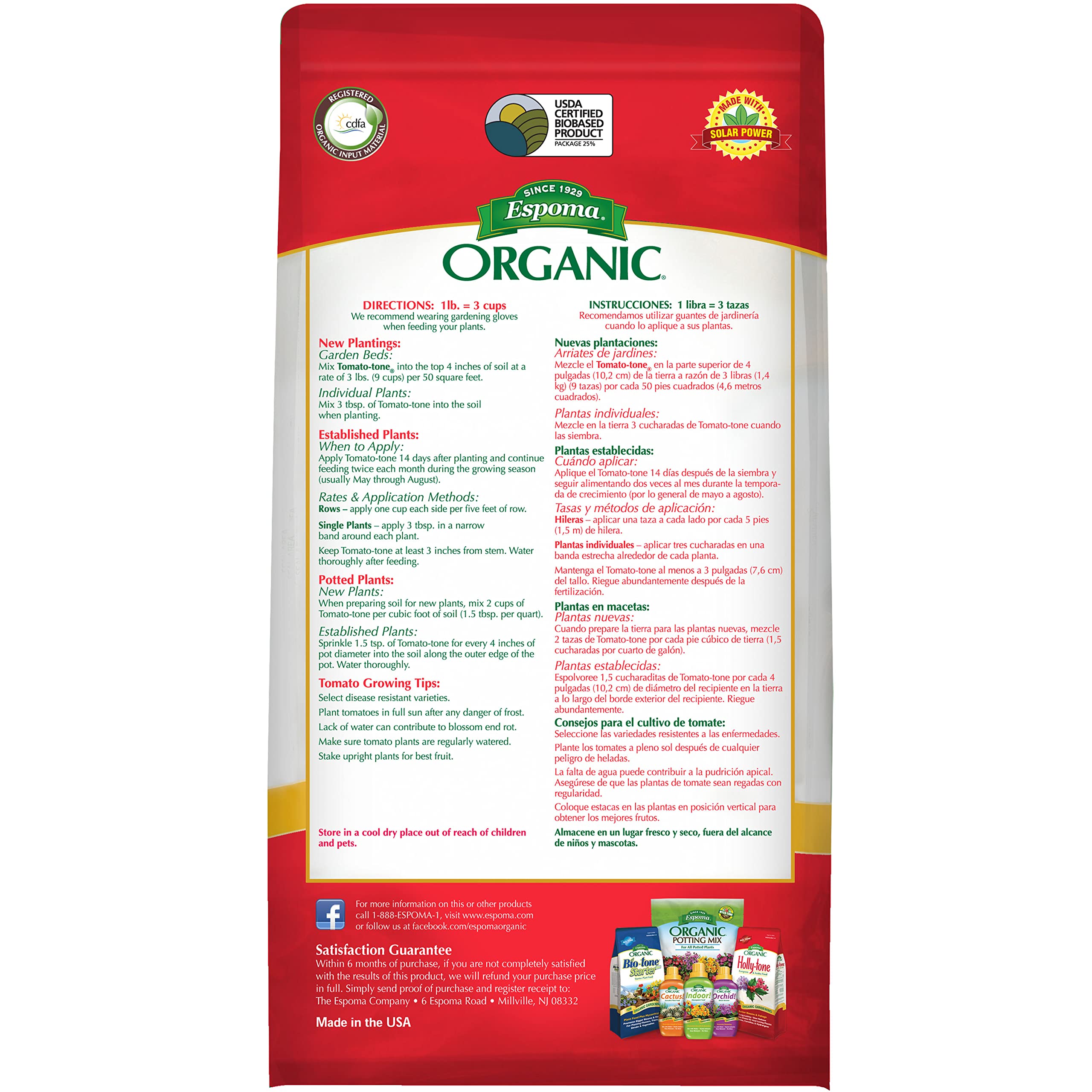 Espoma Organic Tomato-Tone 3-4-6 with 8% Calcium. Organic Fertilizer for All Types of Tomatoes and Vegetables. Promotes Flower and Fruit Production. 8 lb. Bag