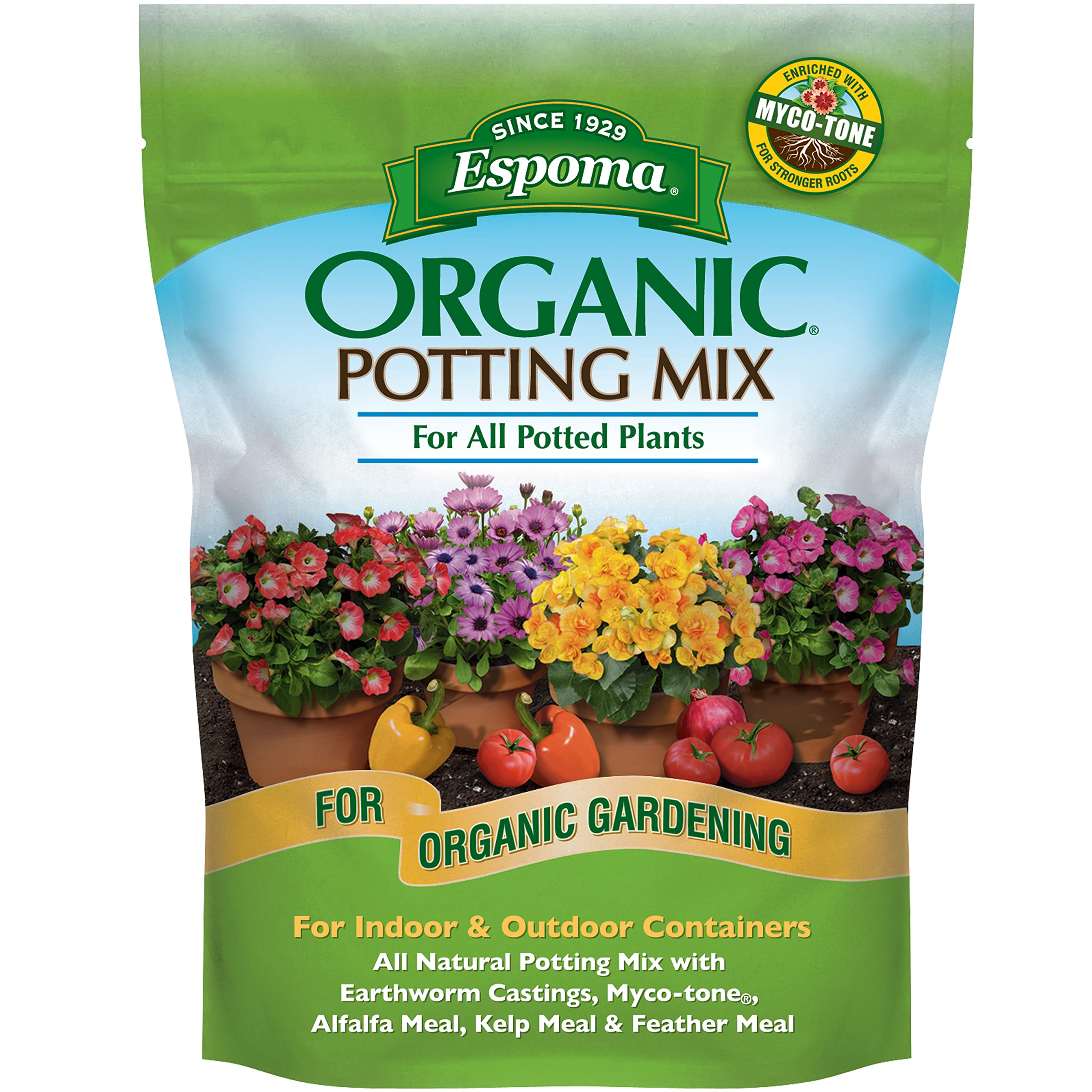 Espoma Organic Potting Soil Mix - All Natural Potting Mix for All Indoor & Outdoor Containers Including Herbs & Vegetables. for Organic Gardening, 4qt. Bag. Pack of 1