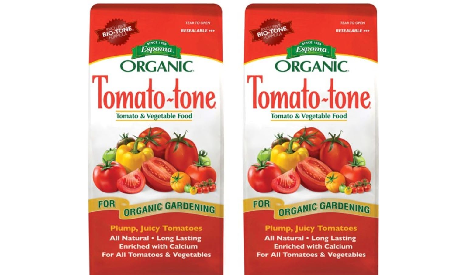 Espoma Organic Tomato-Tone 3-4-6 with 8% Calcium. Organic Fertilizer for All Types of Tomatoes and Vegetables. Promotes Flower and Fruit Production. 4 lb. Bag - Pack of 2