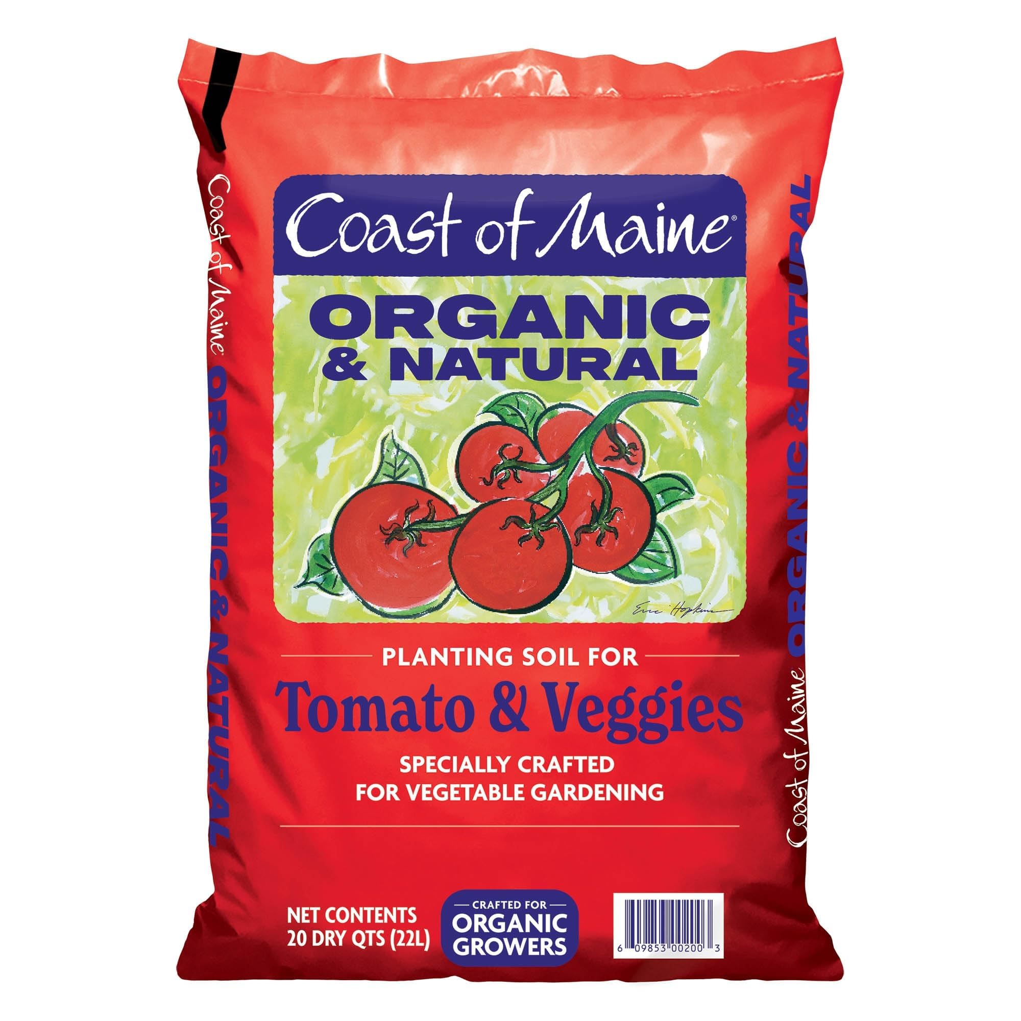 Coast of Maine Organic & Natural Planting Soil for Vegetables & Tomatoes - Premium Planting Soil w/Composted Manure, Sphagnum Peat Moss for Multi Use Ground & Containers - Enhanced Drainag