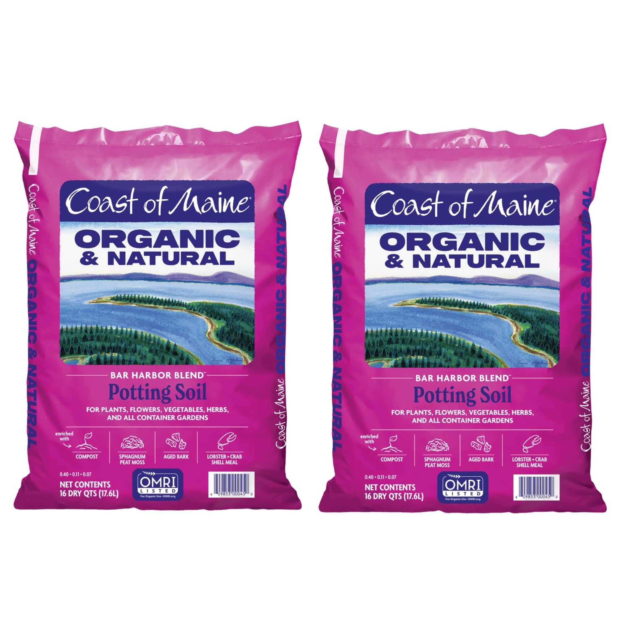 Coast of Maine Organic & Natural Bar Harbor Blend Potting Soil - Organic Soil w/Perlite for Enhanced Drainage & Aeration - for Flowers, Herbs & Veggies, Floral Baskets & Container Gardening