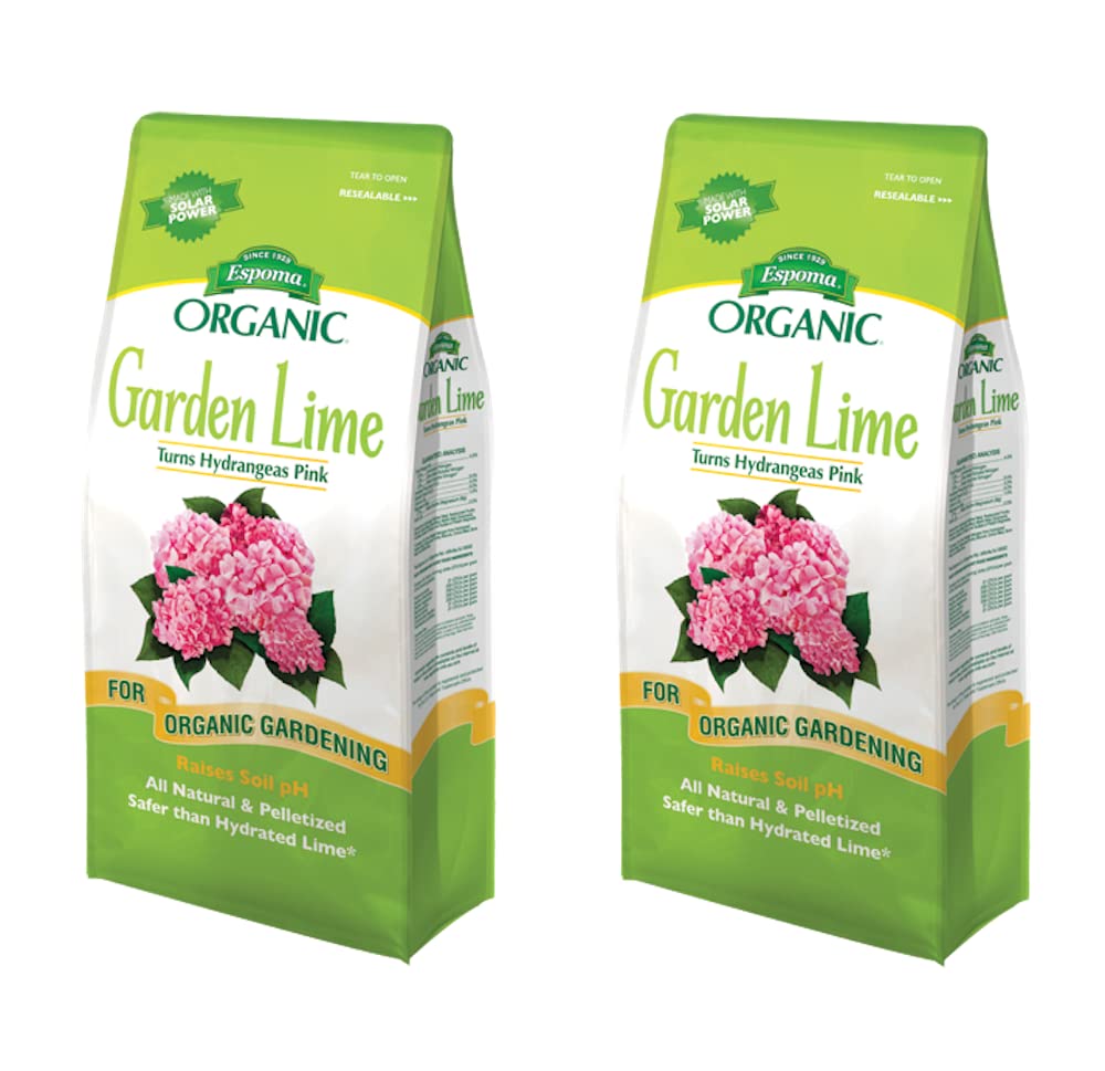 Espoma Organic Garden Lime; Raises Soil pH and Helps Turn Hydrangeas Pink! Contains pelletized dolomitic Lime and can be Used for Organic Gardening; 5 lb. Bag - 2 Pack