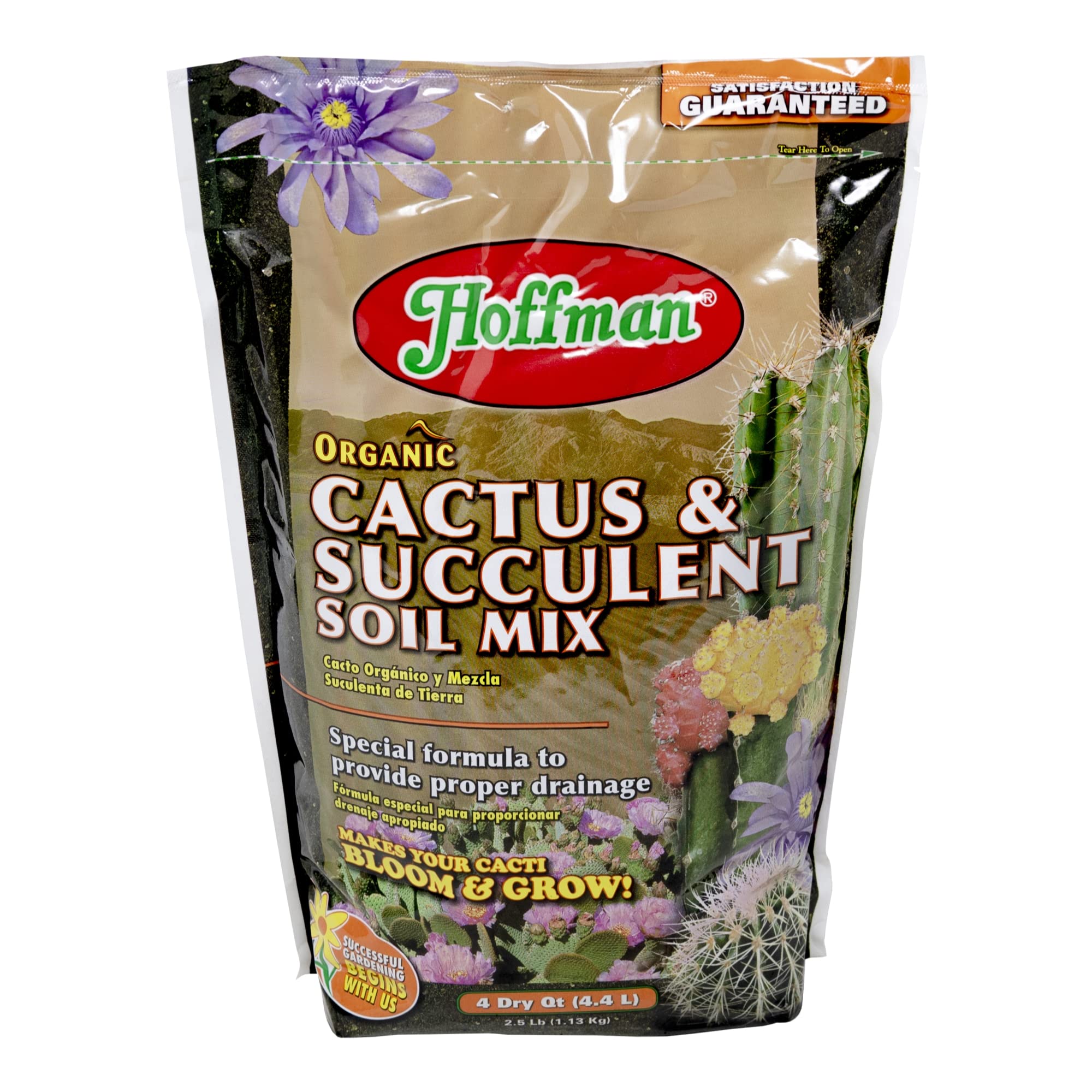 Hoffman Organic Cactus and Succulent Soil Mix to Provide Proper Drainage and Improve Growth in Cacti, 4 Quarts