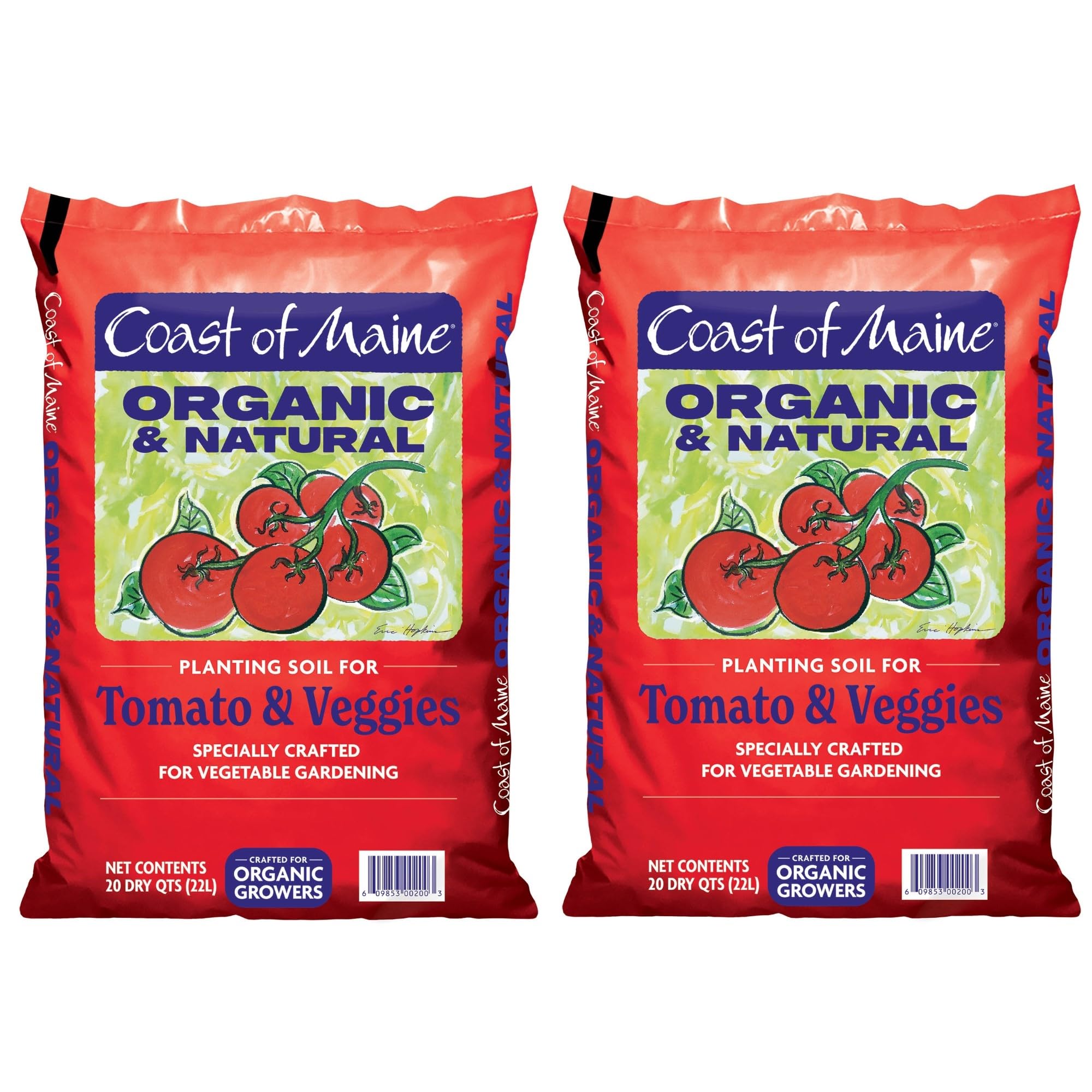 Coast of Maine Organic & Natural Planting Soil for Vegetables & Tomatoes - Premium Planting Soil w/Composted Manure, Sphagnum Peat Moss for Multi Use Ground & Containers - Enhanced Drainag